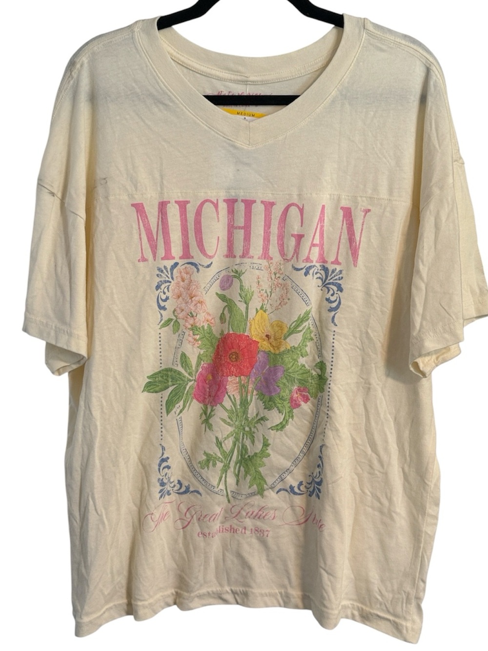 🖤 State of Mine Michigan V-Neck Short Sleeve Graphic Tee NWT